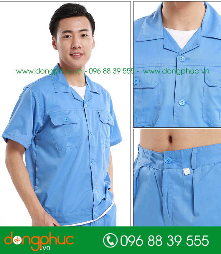 Mẫu bảo hộ màu xanh cộc tay